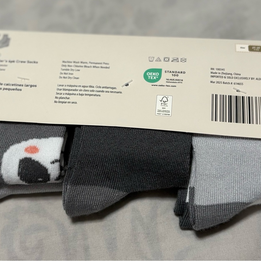Lily & Dan Toddler's 6-Pack Crew Socks - Black, Gray, White - Picture 5 of 5
